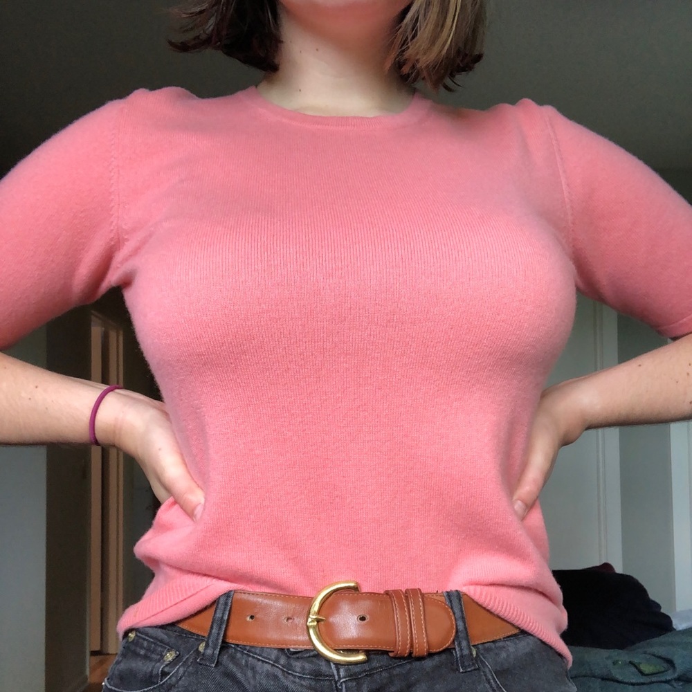 Pink Short Sleeve Cashmere Sweater